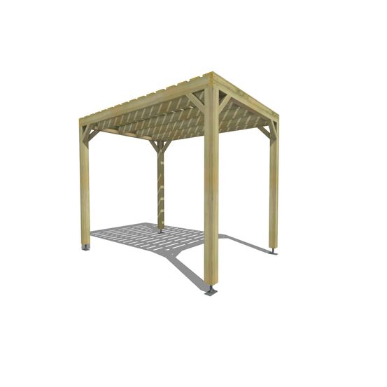 Pergola bois • 2m x 3m • indépendante • sens profondeur • platelage bois • livraison comprise
