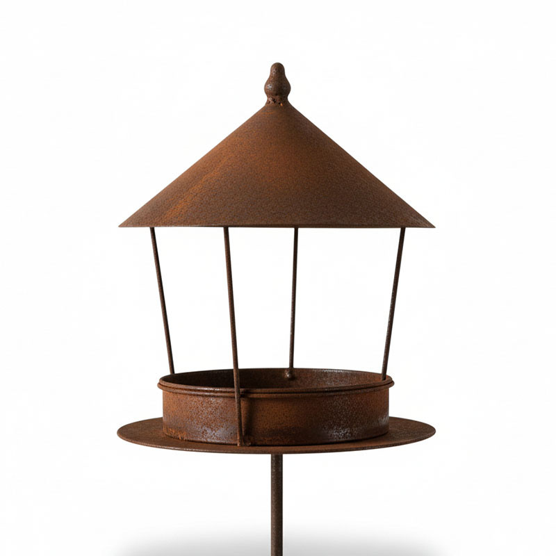 Mangeoire oiseaux à planter fer rouille 24x155cm