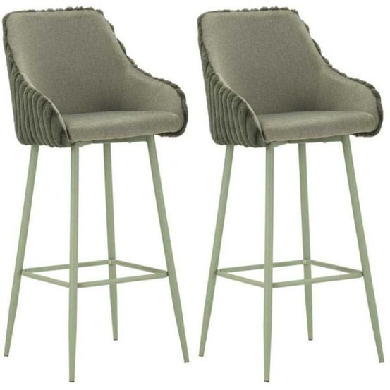Fauteuil de bar en tissu et métal alaska (lot de 2) vert