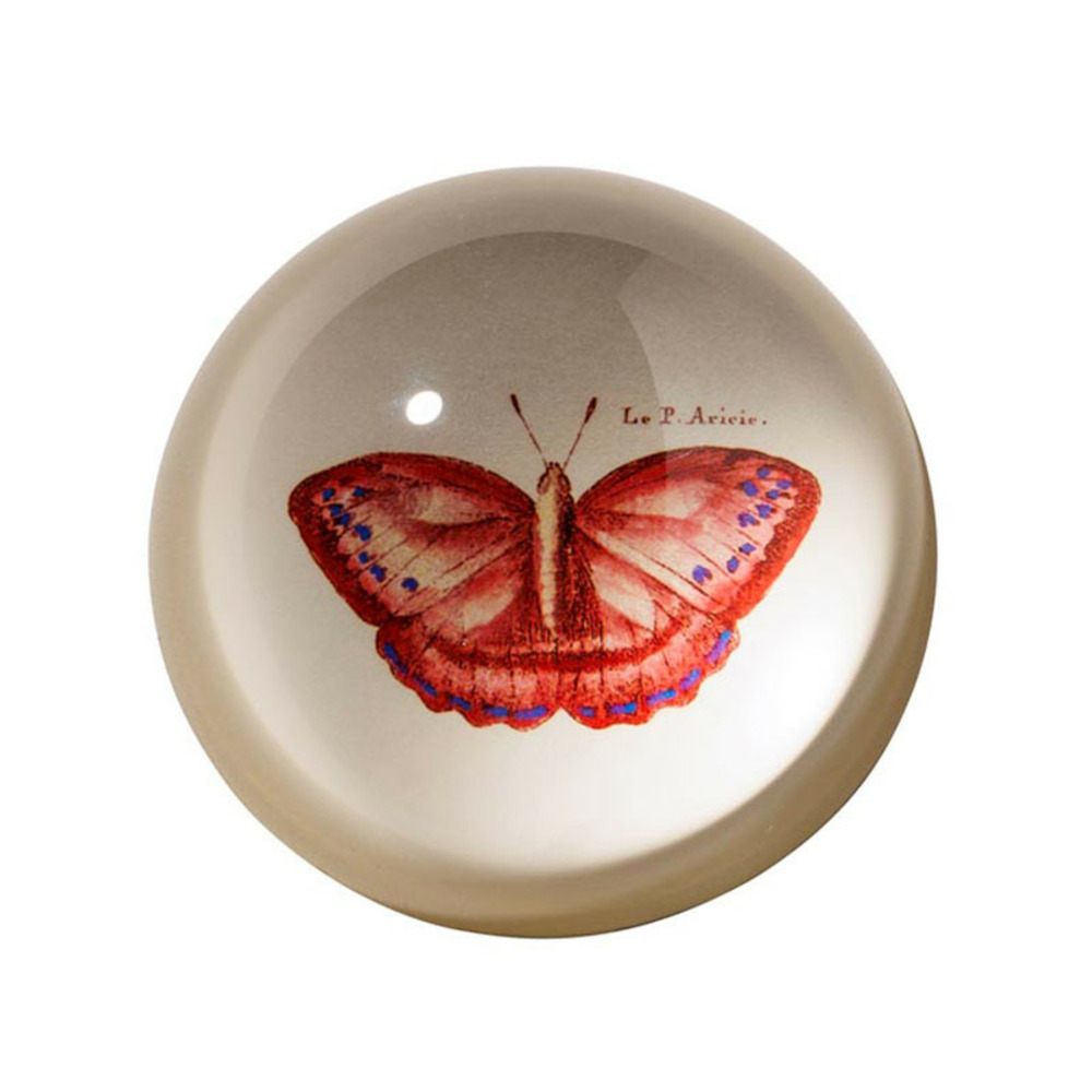 Presse papier papillion rouge verre 4x8x8cm