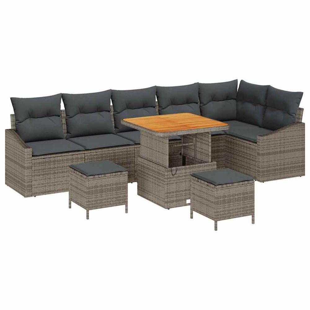 Ensemble de canapé de jardin 9 pc gris polyrotin