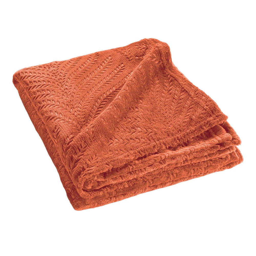 Plaid uni en flanelle nelia 125x150cm terracotta