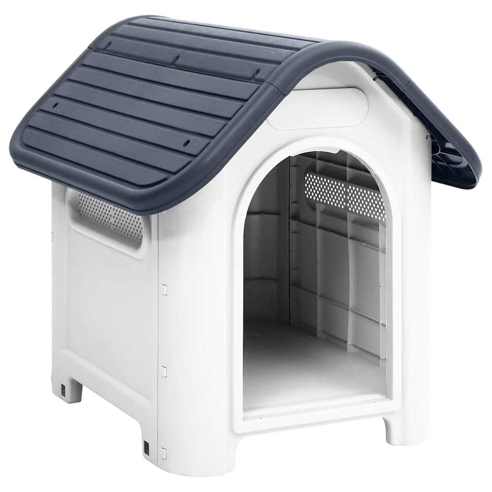 Niche pour chien en polypropylène avec plancher surélevé gris 59x75cm
