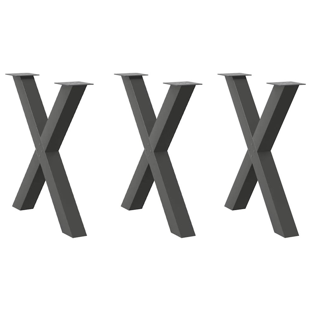 Pieds de table à manger en forme de x 3 pièces anthracite 80 x (72-73) cm acier