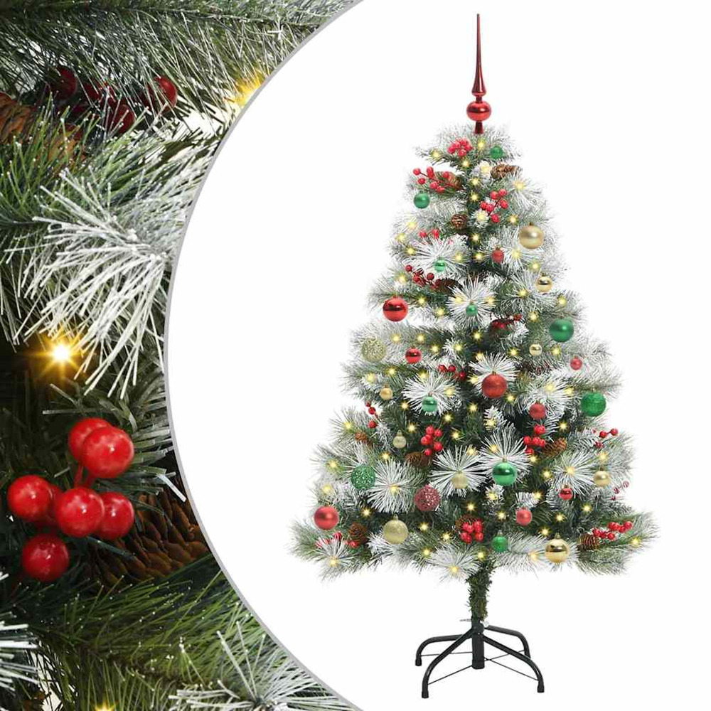 Sapin de noël artificiel vert et blanc 150 cm