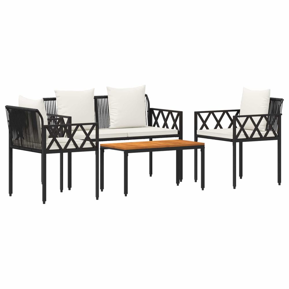 Ensemble de meubles d'extérieur 4 pc noir et blanc crème