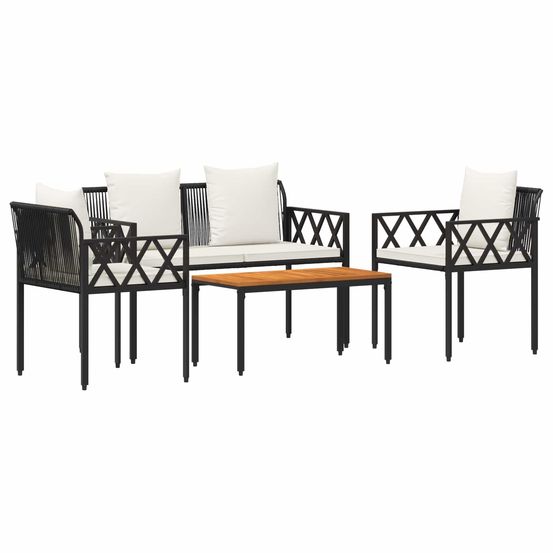 Ensemble de meubles d'extérieur 4 pc noir et blanc crème