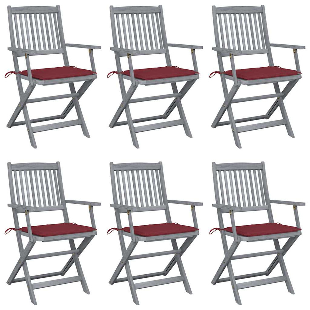 Chaises pliables d'extérieur lot de 6 et coussins bois d'acacia