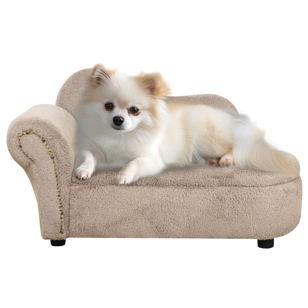 Canapé surélevé chien bois effet velours intérieur coffre intégré beige 80x40x46cm - comfortxl outdoor living