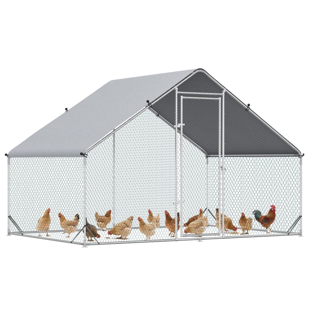 Enclos poulailler acier galvanisé 3 x 2 x 2 m poules canards lapins toit ombragé