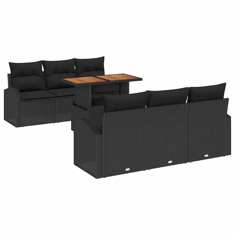 Ensemble de canapé de jardin 7 pc noir poly rotin