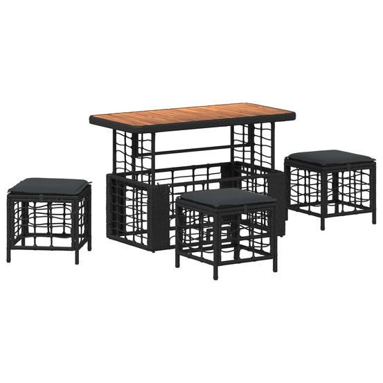 Ensemble de salle à manger pour jardin 4 pcs noir et gris
