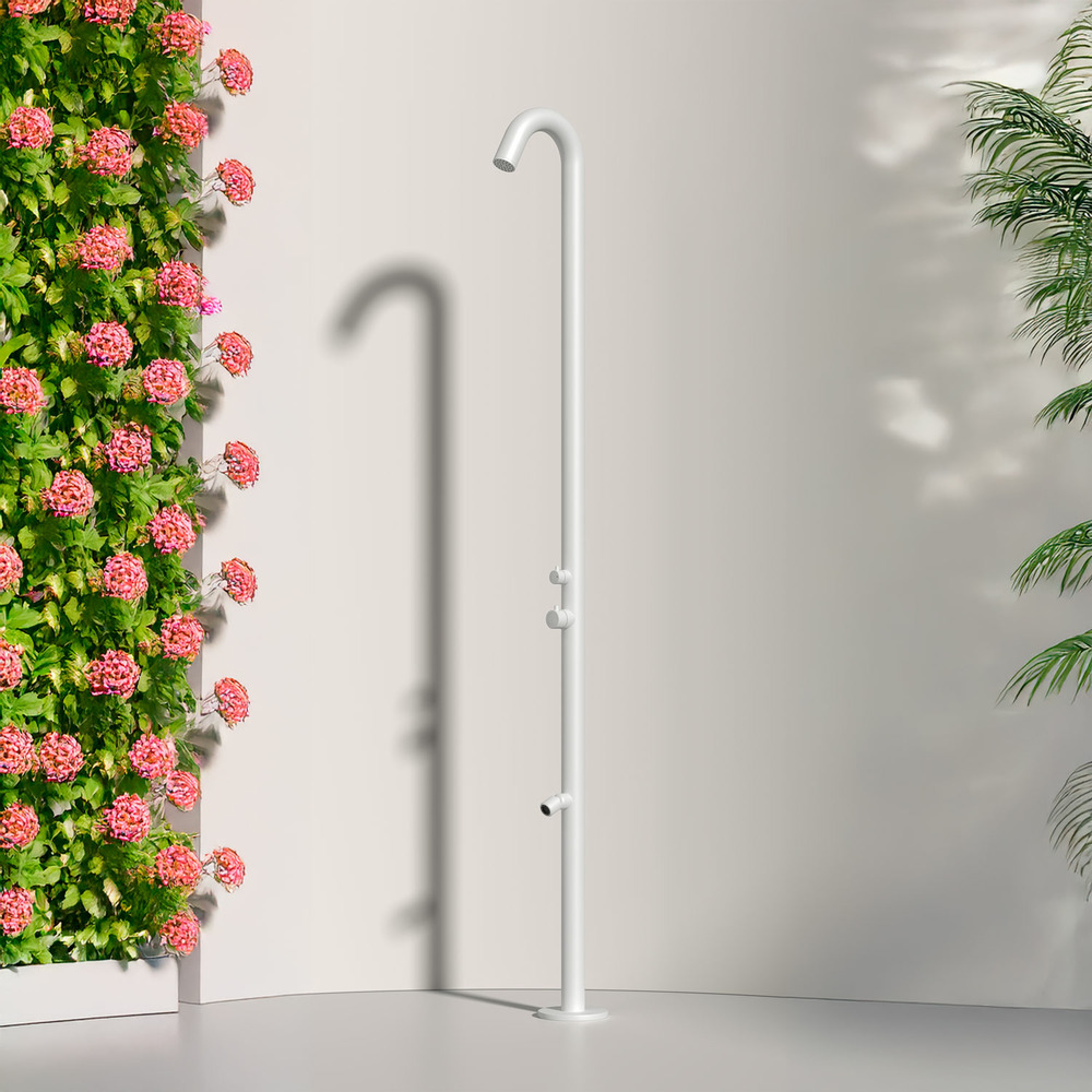 Douche dexterieur chaude et froide sined quartu blanc mat