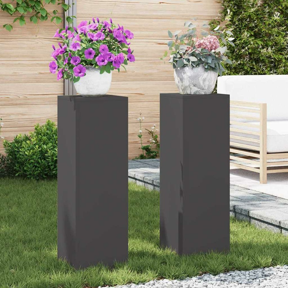 Support de plante 2 pcs noir 24 x 24 x 75 cm acier