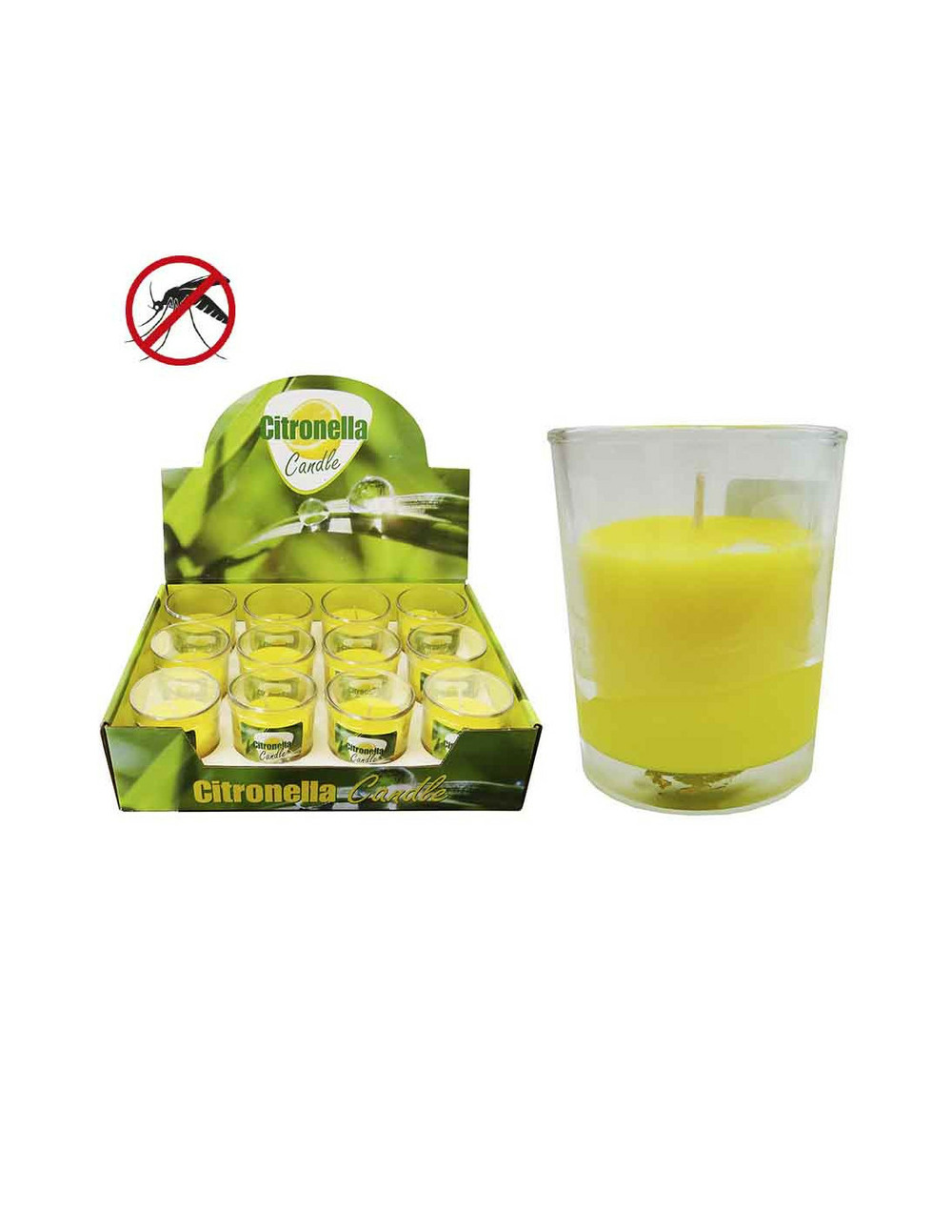 Bougie citronelle 50g avec contenant en verre ø6x5cm euro/uni.