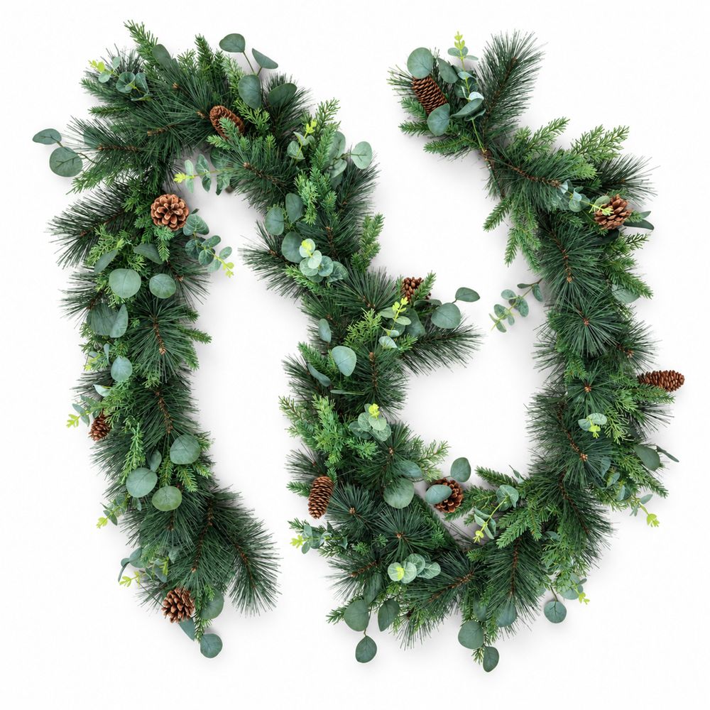 Guirlande de noël artificielle 270 cm avec pommes de pin - evergreen pine - little grove