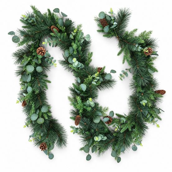 Guirlande de noël artificielle 270 cm avec pommes de pin - evergreen pine - little grove