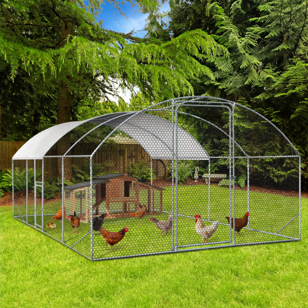 Enclos poulailler dôme 15 m² parc grillagé 3x5 m avec porte latérale