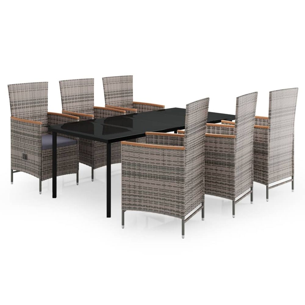 Ensemble à manger de jardin avec coussins 7 pcs gris