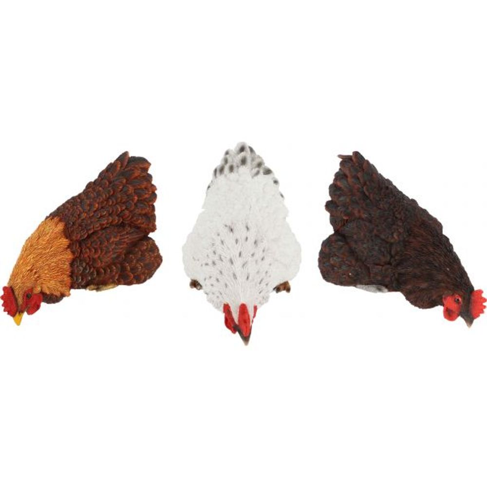 Poules décoratives à poser en polyrésine (lot de 3)