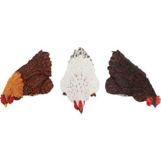 Poules décoratives à poser en polyrésine (lot de 3)