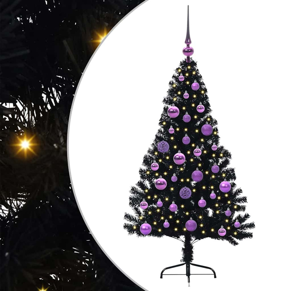 Sapin de noël artificiel pré-éclairé noir 120 cm pvc
