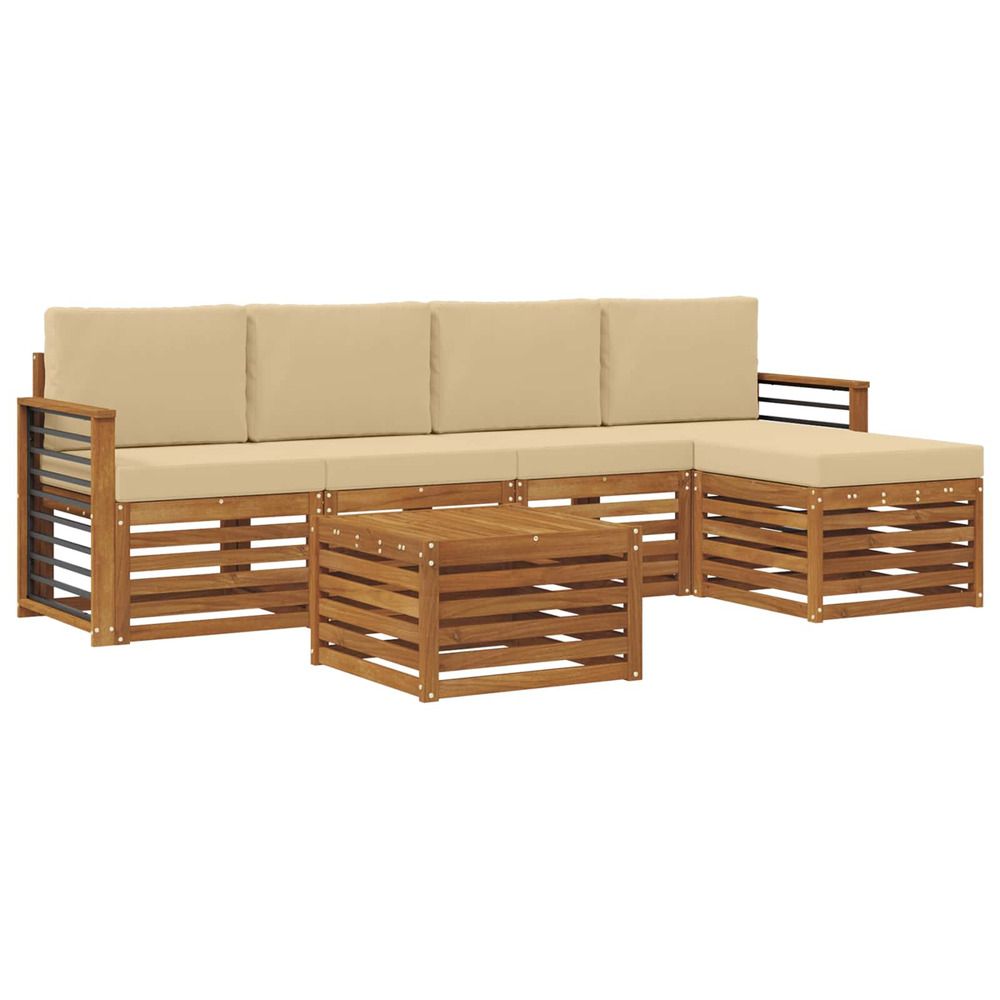 Ensemble de canapés d'extérieur 6 pc naturel et beige