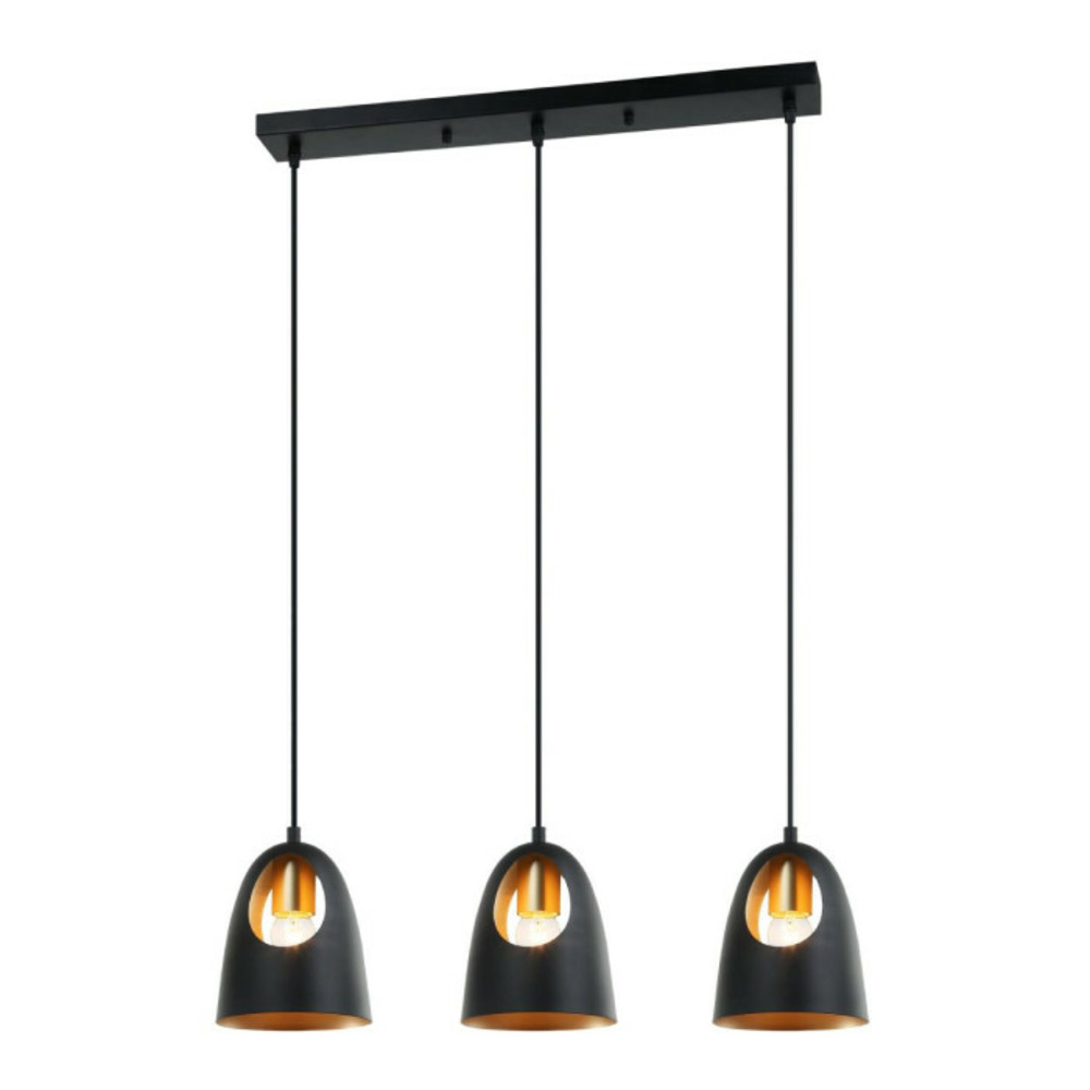 Lampe suspension design 3 lampes elda 75cm noir