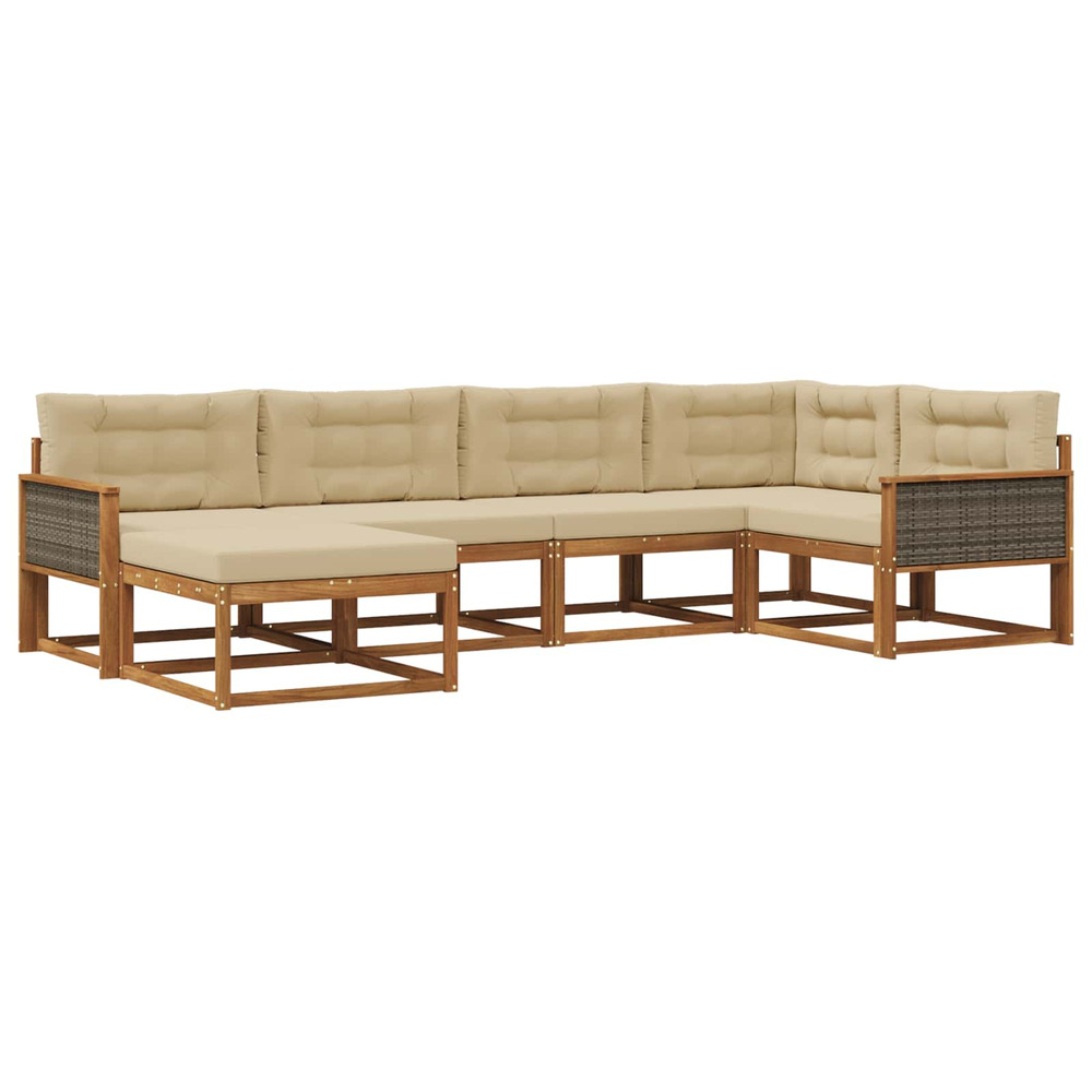 Ensemble de canapés d'extérieur 6 pcs naturel et beige