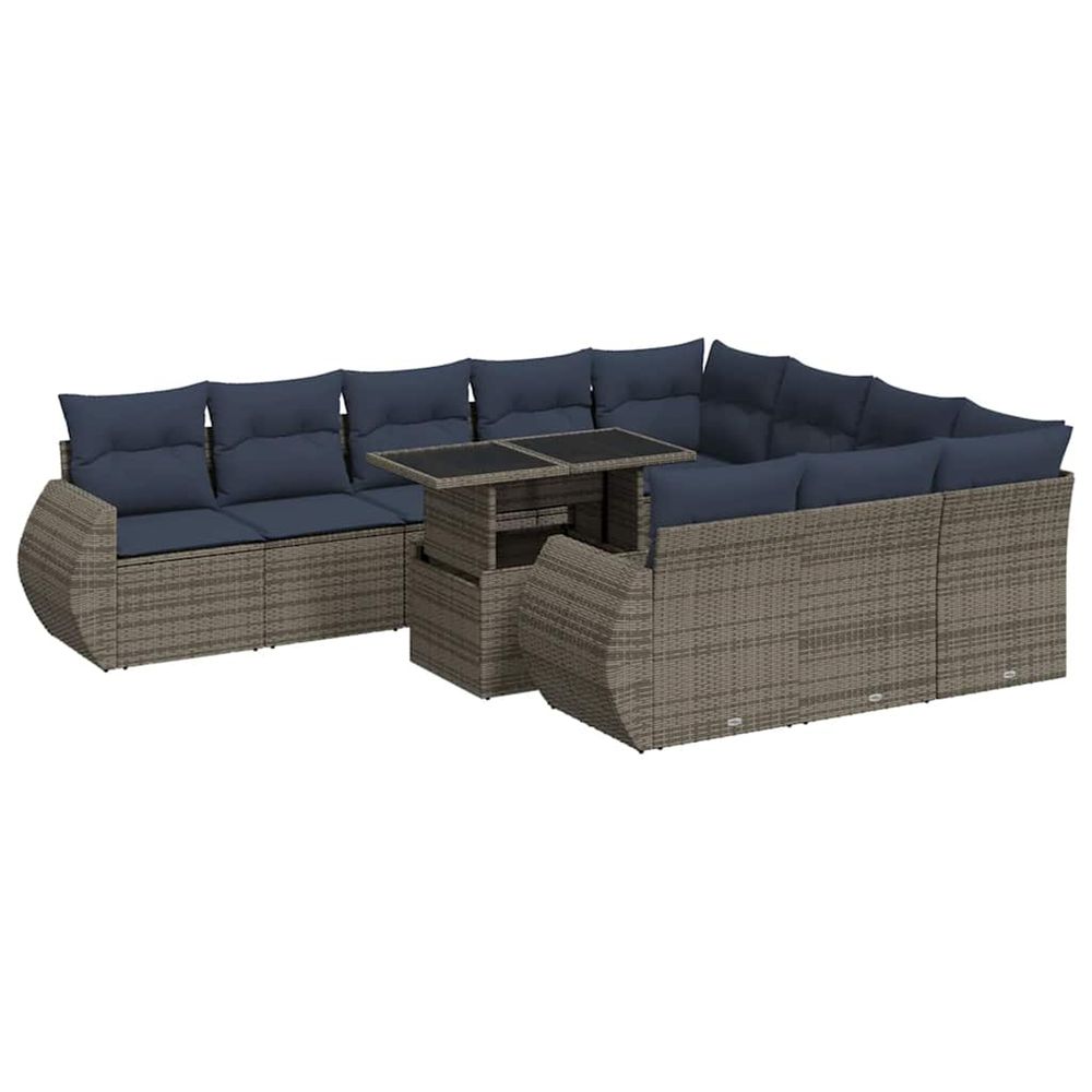 Ensemble de canapés de jardin 11 pcs et coussins rotin acacia