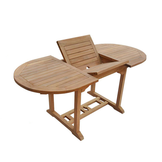 Salento - table de jardin en teck - ovale et extensible - table de jardin 120cm à 170cm de long - 6 personnes