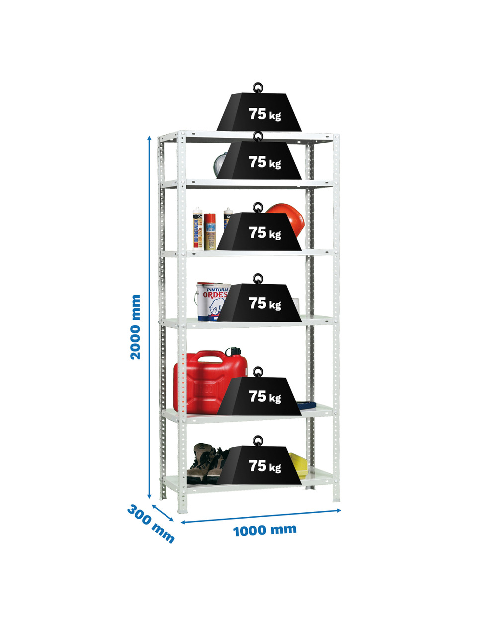 Etagère légère avec vis advantage plus 6/300 blanc blanc 2000x1000x300 - simonrack