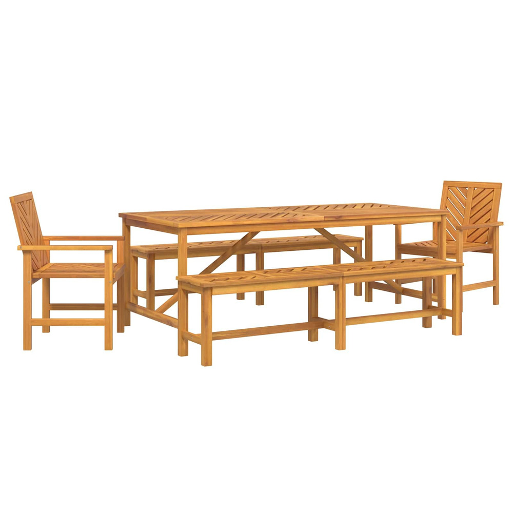 Ensemble de salle à manger pour jardin 5 pcs marron