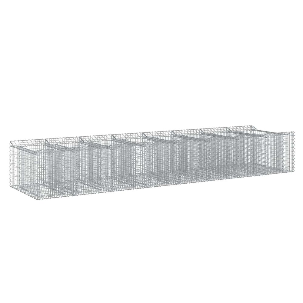 Lit surélevé gabion 3 pc 400 x 100 x 60 cm acier galvanisé