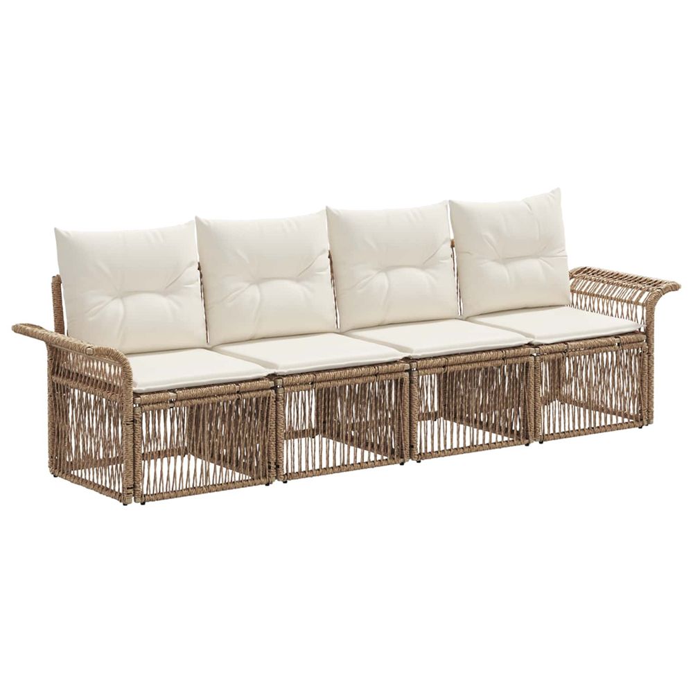 Ensemble de canapé de jardin 4 pc beige polyrotin
