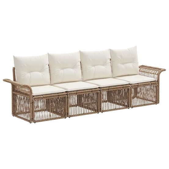 Ensemble de canapé de jardin 4 pc beige polyrotin