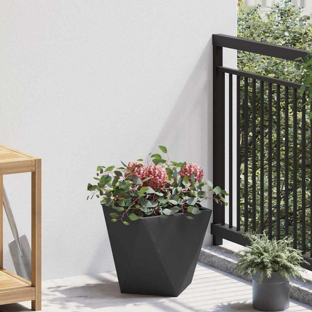 Jardinière carrée en acier pour jardin et terrasse noir 30x30 cm