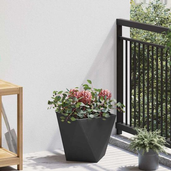 Jardinière carrée en acier pour jardin et terrasse noir 30x30 cm