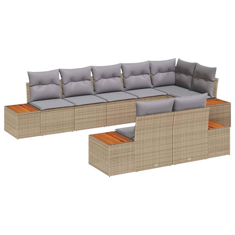 Ensemble de canapé de jardin 8 pc beige poly rotin