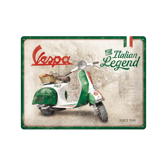 Plaque décorative en métal en relief 40 x 30 cm vespa - italian legend
