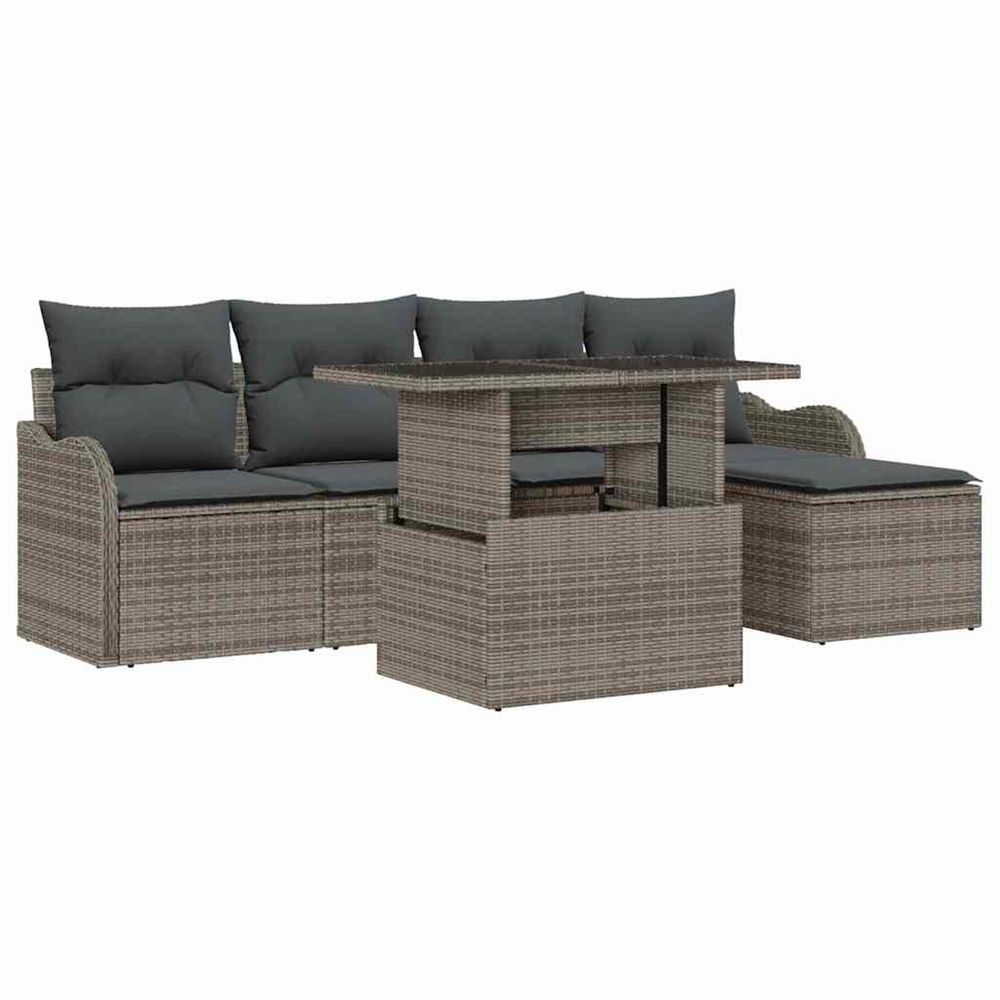 Ensemble de canapé de jardin 6 pc gris [synthétique]: polyrotin