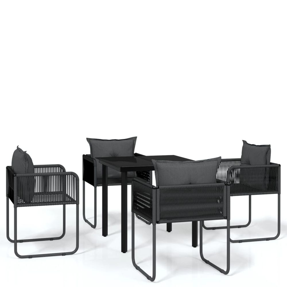 Ensemble à manger de jardin 5 pcs noir