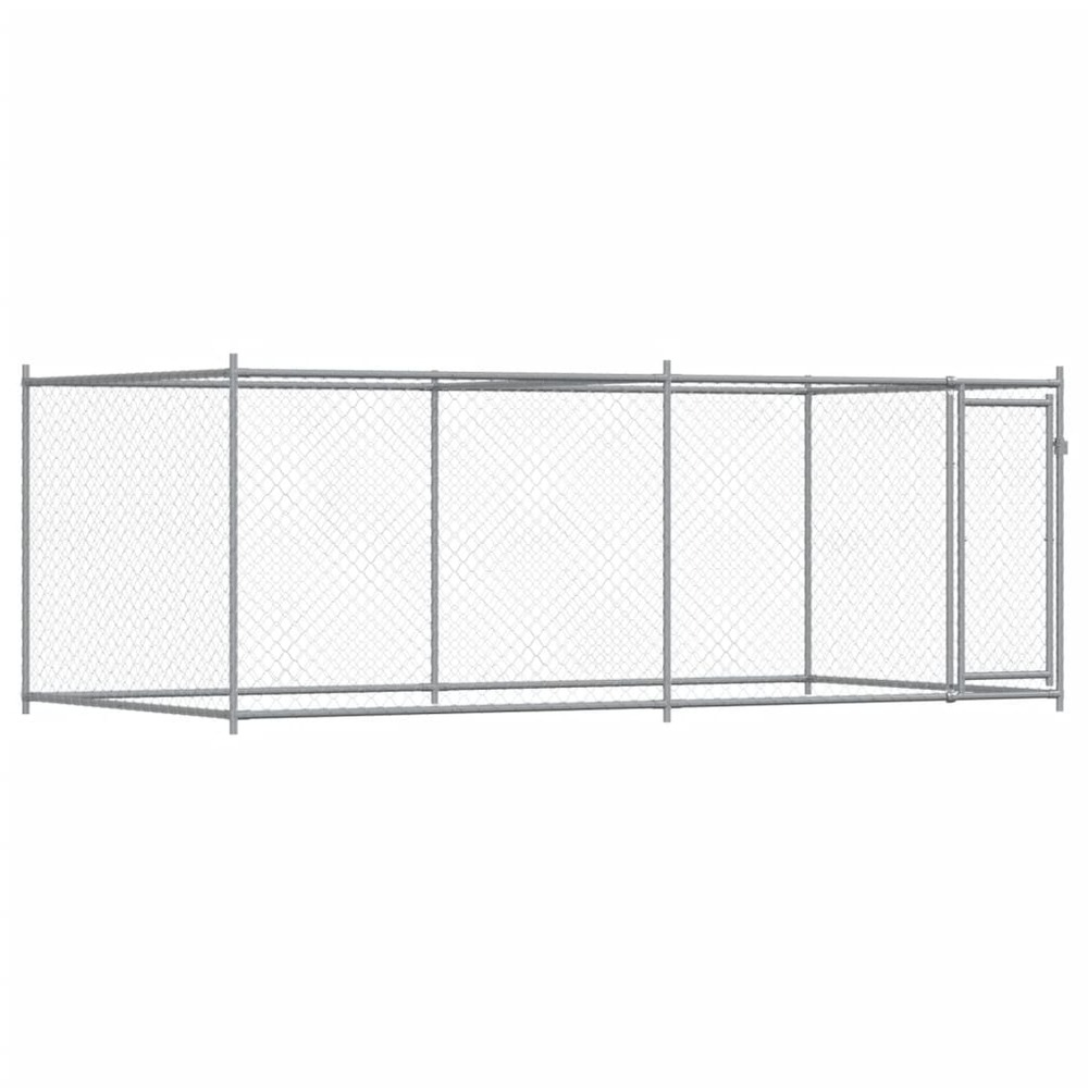 Cage pour chien avec porte 4 x 2 x 1,5 m acier galvanisé gris