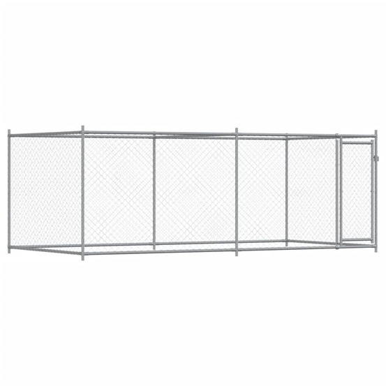 Cage pour chien avec porte 4 x 2 x 1,5 m acier galvanisé gris