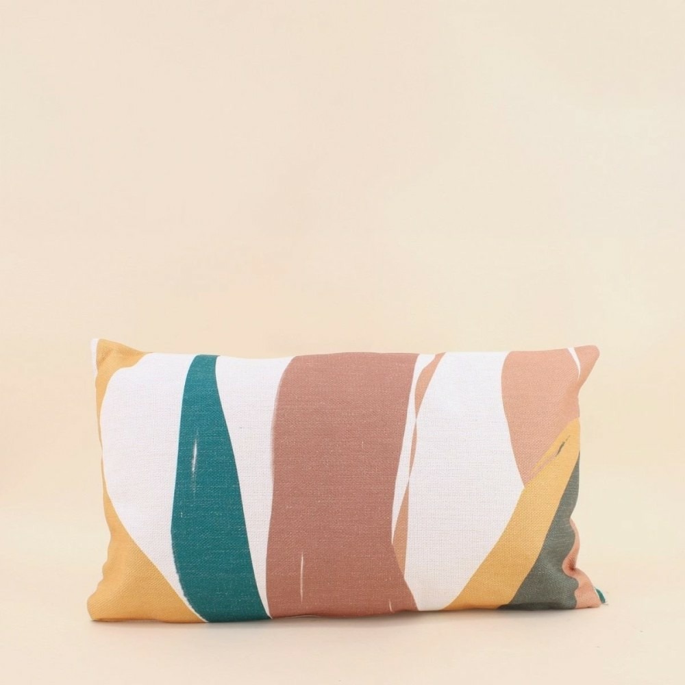 Coussin effet lin déperlant & anti-uv imprimé coloré 30x50cm