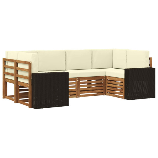 Ensemble de canapé d'angle 6 pcs naturel et crème polyester