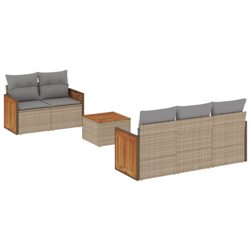 Salon de jardin avec coussins 6 pcs beige résine tressée
