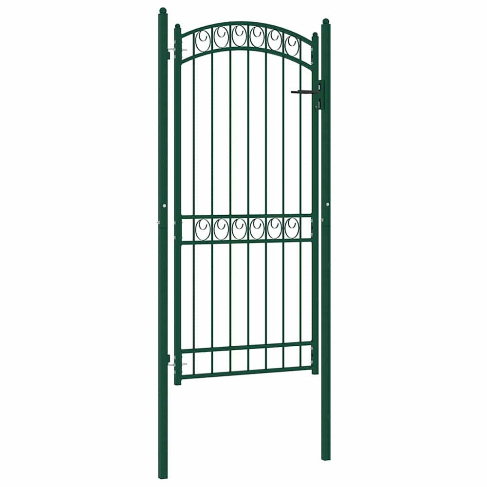 Portail de clôture emmen avec arc en haut, acier, 100 x 136 cm, vert