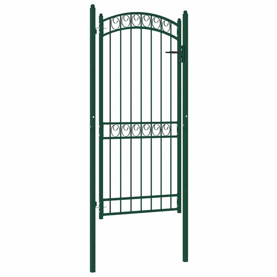 Portail de clôture emmen avec arc en haut, acier, 100 x 136 cm, vert