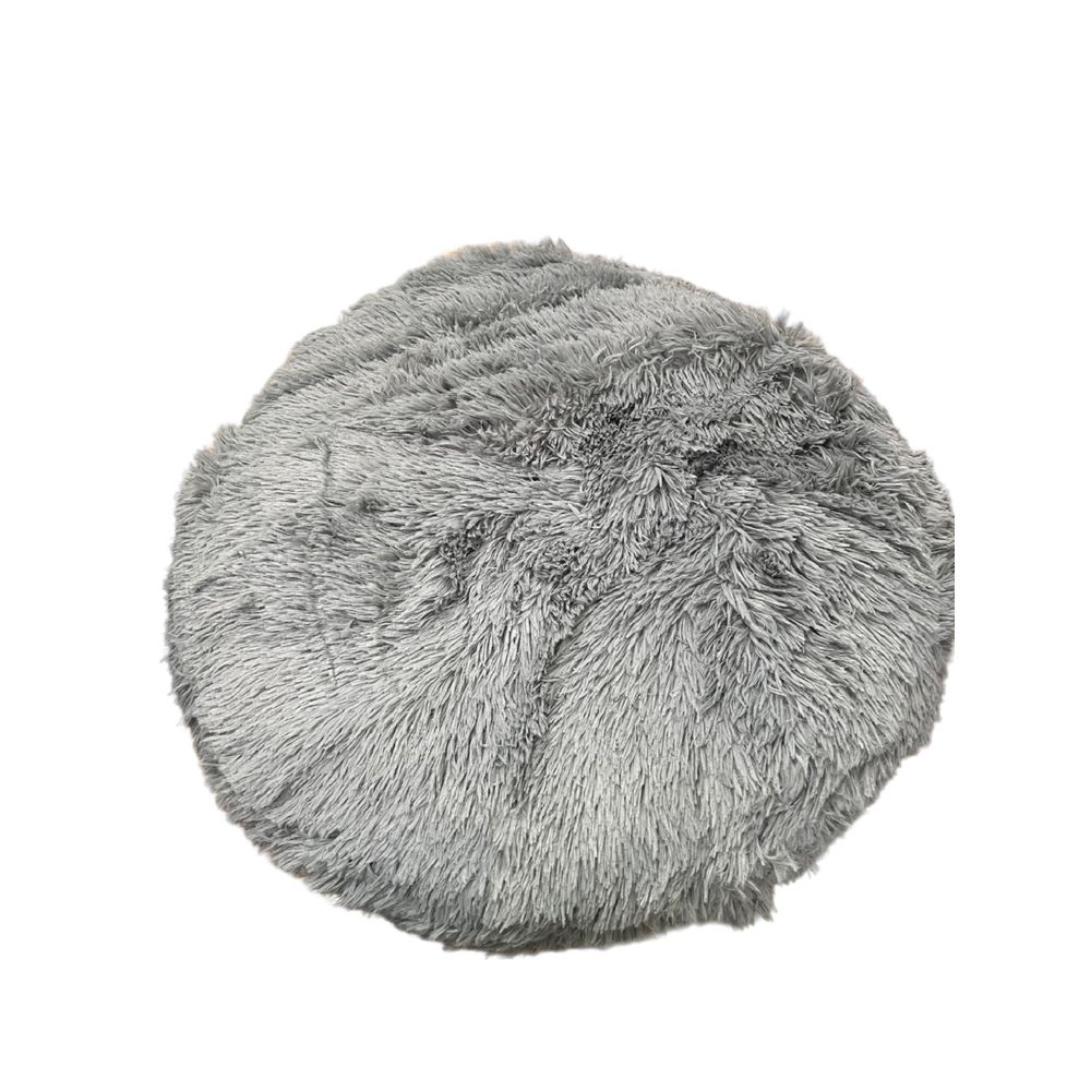 Matelas rond pou chien fourrure gris baya zip M 75 x 75 x 10 cm | Truffaut